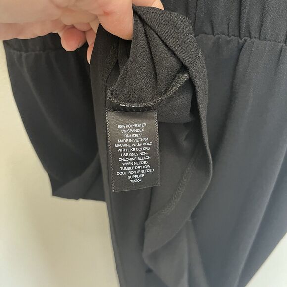 Worthington | Black Twist Front Surplice Stretchy Short Sleeve Midi Dress Small - Picture 6 of 6